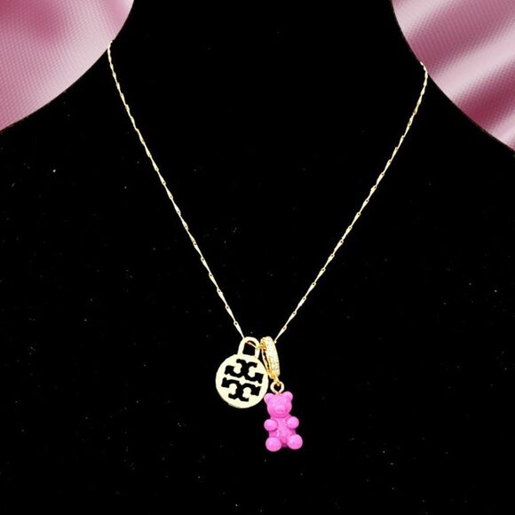 Tory Burch Jewelry - TORY BURCH 18K GOLD LOGO CHARM WITH NOSTALGIC GUMMY BEAR CHARM PENDANT N…